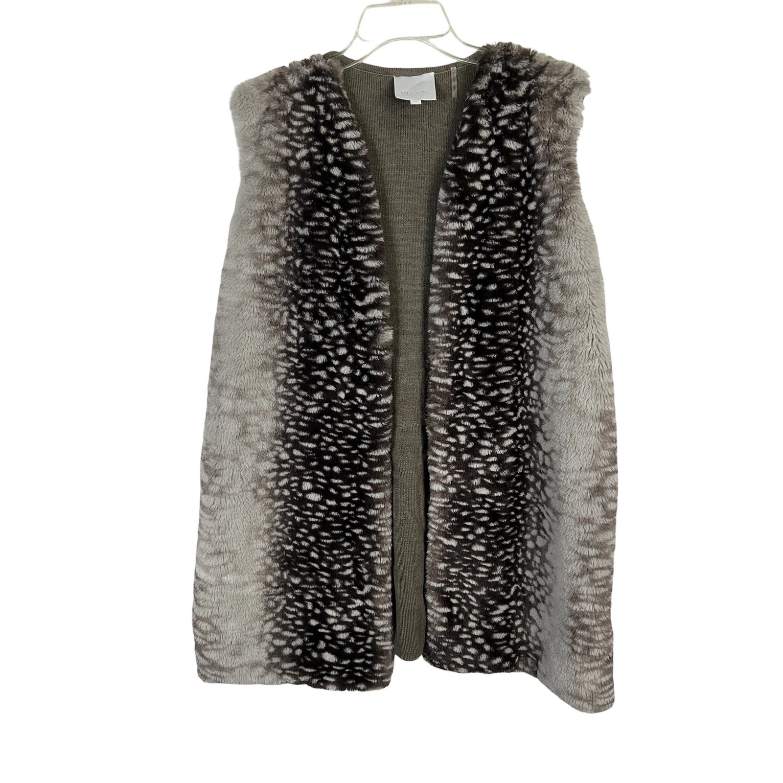 Misook Collection Faux Fur Front, Ribbed Knit Back Vest - Size Xl